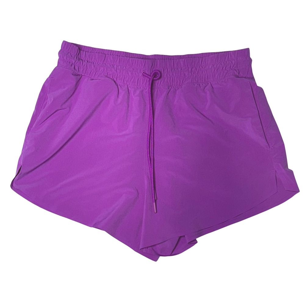 Athleta Women Purple Running Shorts Smocked Elastic Waist Drawstring Size Medium